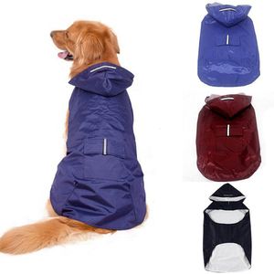 Köpek Giyim Yağmur Penisi Su Geçirmez Hoodie Ceket Yansıtıcı Şeritli Açık Köpek Aksesuarları ile Yağmur Poncho Pet Yağmur Giysileri 230923