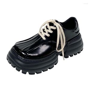 Sapatos de vestido mulheres saltos pretos bombas rendas senhoras antiderrapante casual chunky mocassins plataforma feminina jk mulher couro patente mary jane