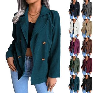 Women's Suits Autumn And Winter Double Breasted Small Suit Casual Corduroy Jacket S--3XL