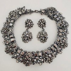 Chokers Gun Grey Grey Crystal S Oświadczenie Kołnierz Naszyjka Kobiet Biżuteria Indian Ethnic Vintage Big BIB Naszyjnik 230923