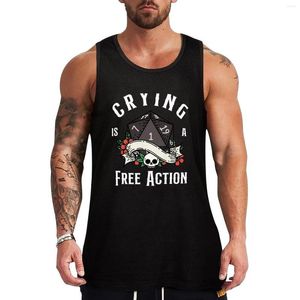 Men's Tank Tops Funny DND RPG Critical Failure: Crying Is A Free Action Natural One D20 Dice. Top Gym