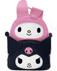 Ins kawaii design de desenho animado mochila de couro pu com zíper bolsa de ombro duplo mochila de estudante presente de festival