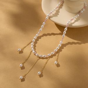 Collane con ciondolo 2023 moda perline di riso collana di cristallo per le donne semplici signore festa di compleanno regalo gioielli vendite dirette all'ingrosso