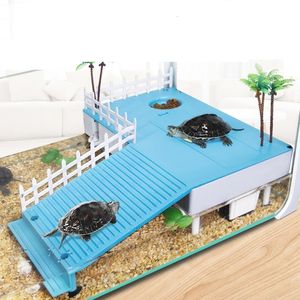 Floating Turtle Tank Tortoise Basking Platform Island Pier Landscaping Decor with Water Pump