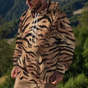 Erkek Hoodies Street Moda Leopar Baskı Kazak Klasik Cep Hoodie 3D Baskılı Hip Hop Külot Harajuku