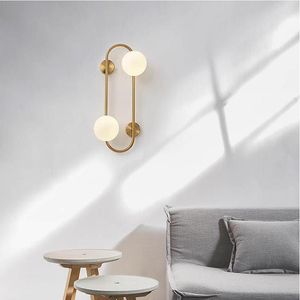 Lampada da parete moderna sfera di vetro in ottone luci a LED per comodino camera da letto El Stair decorazione domestica Sconce illuminazione interna