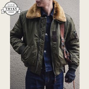 Herren Daunenparkas Winter Vintage Jacke Streetwear Männer Mäntel Militär Hip Hop Taktische Armee Pelz B15 Flugmantel Parka Windjacke Outdoor Kleidung 230923