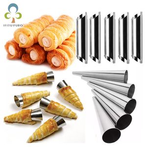 Outros suprimentos para festas de eventos 61224pcs cozinha de aço inoxidável cones de cozimento chifre pastelaria rolo bolo molde espiral croissants tubos cookie sobremesa ferramenta zxh 230923