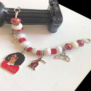 Charme pulseiras feitas à mão carta grega irmandade vermelho detalhe elefante handsign menina 1913 pulseira jóias218s