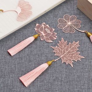 Metal Bookmark Chinese Style Vintage Creative Leaf Vein Hollow Maple Leaf Fringed Apricot Leaf Bookmark Gifts 122913