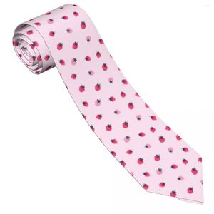 Bow Ties Mens Tie Slim Skinny Pink Strawberry Pattern Necktie Fashion Free Style Men Party Wedding