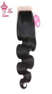 Queen Hair Products Free Part Body Wave Silk Base Closure 100% Brazilian Human Hair4238129