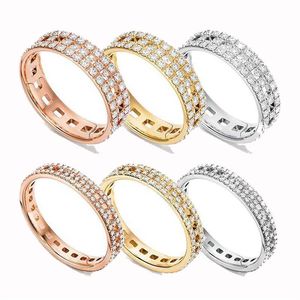 Anelli di moda Linee geometriche luminose formano la lettera T donna Anello di design di lusso doppia lettera gioielli donna diamante 18k Matrimonio 243S