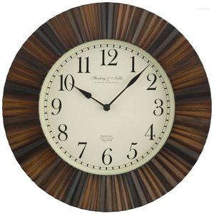 Настенные часы 15,5 дюймов, коричневая деревянная традиционная арабская волнистая рамка, аналоговые часы