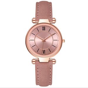 McyKcy orologio da donna stile moda per il tempo libero di marca orologio da donna con batteria al quarzo con cinturino in pelle rosa di buona vendita307Y