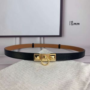 Designer Brand Belt Women Genuine Leather Belt Pyramid Steel Buckle Belt Width 18mm Lady Classic Dress Small Suit Decorative Thin Waistband