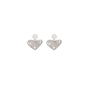 Pearl Heart Crystal Earrings Miumius Designer Luxury Fashionfemale Sweet Temperament Pearl Peach Heart Diamond Earrings New Products