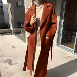 Women's Wool Blends Classic Double Breasted Lapel Overcoat Woolen Coat for Women Luxury Elegant Solid Color Jacket Autumn Winter Trench Windbreaker 230923