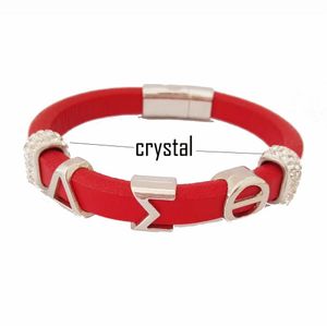 Ganzes - 10 Stück personalisierter Schmuck DST Sorority göttliche Brüderlichkeit Delta Sigma Theta Leder-Magnetarmband Armreif 255 m