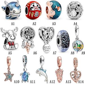 New Arrival 925 Sterling Silver Ocean series new shells new turtle starfish beads DIY Fit Original European Charm Bracelet Fashion188w