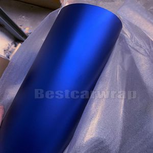 Ice Blue Satin Chrome Vinyl Wrap för hela bilfolie med luftbubbelfordonsomslag som täcker film med lågt klyftlim 3M Kvalitet 345U