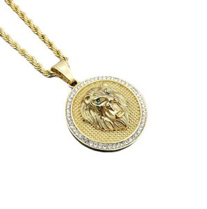 Micro Paved CZ Stone Iced Out Bling Lion Pendant Necklace 316L Stainless Steel Men Hip Hop Rock Jewelry With 24quot Gold Chain N8566577