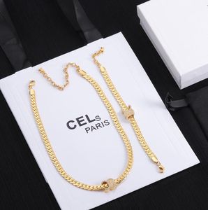 Popular Rhinestone Diamond Letter Choker Necklace Chain Luxury Designer 18K Gold Silver Plated Necklaces Selected Lovers Gifts Bracelet For Women