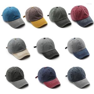 Ball Caps Männer Frauen Vintage Gewaschen Distressed Baumwolle Baseball Kappe Kontrast Farbe Patchwork Sport Einstellbare Trucker Papa Hut