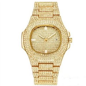 Relógio de moda de aço inoxidável diamante masculino feminino relógio suíço vestido relógio de quartzo orologio ouro moda casual relógio de pulso267t