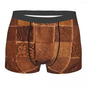 Mutande Uomo Boxer Slip Pantaloncini Mutandine Marrone Patch in vacchetta a quadretti Intimo in poliestere Homme Stampato Taglie forti