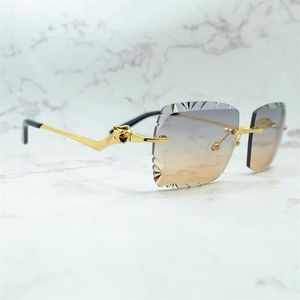 Diamond Cut Sunglasses Panther Rimless Stylish Sun Glasses Luxury Designer Carter Shades Eyewear Mens Lentes De Sol Mujer253Q