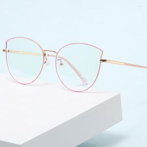 Sunglasses Fashion Cat Eye Anti-blue Light Flat Glasses Women's Plain Thin Frame Transparent Anti Blue Computer Eyewear