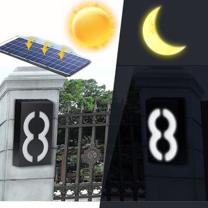 Trädgårdsdekorationer Led House Number Outdoor Solar Light Adress Sign Outdoor Exterior House Number House Door Number Putt Digital Flat Number 230923