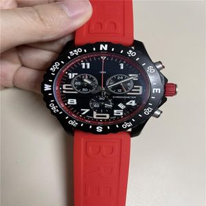 2021 Nya ankomster Male Watch Quartz Stopwatch rostfritt stål Klockor Black Dial Man Chronograph Wristwatch 48mm gummiband B18275Y