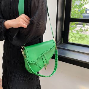 Hochwertige Tasche Vintage Solide Satteltasche Handtasche Geldbörsen für Frauen Schulter Umhängetaschen 2023 Neue Mode Damen Messenger Bag Schräge Satchel Umhängetasche