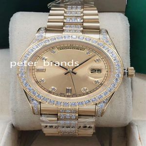 NUOVO arriva orologio automatico da uomo cassa in oro da 41 mm, lunetta con pietre e diamanti al centro del bracciale, orologi da polso con quadrante multicolore 2532