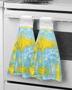 Towel Yellow Abstract Art Oil Painting Texture Kitchen Hand Strong Absorbent Washing Room Handkerchief