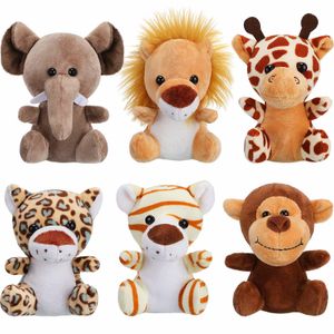 Peluş Anahtar 6pcs Mini Dolgulu Orman Hayvanları Jungle Hayvan Peluş Oyuncak Anahtarı Sevimli Peluş Peliş Fil Aslan Zürafa Kaplan Peluş Hayvan Temalı 230923