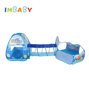 Babyschiene IMBABY faltbarer 3-in-1-Laufstall für Kinder, tragbares Kinder-Tipi-Zelt, Krabbeltunnel, Baby-Dry-Ozean, Ballzaun, Spielpool, verbunden 230923