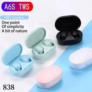 TOP A6S TWS Wireless Bluetooth Headset Earphones PK Xiaomi Redmi Airdots Buller Creanching Earbuds Blutooth för all smarttelefon 838D