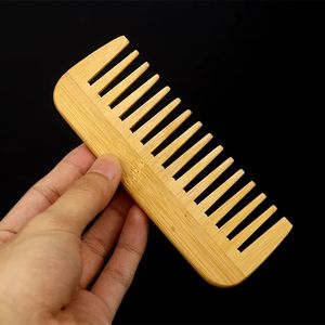 1pc bolso pente de cabelo de bambu natural pente de dente largo atacado anti-estático cabelos couro cabeludo cuidados com o cabelo bambus saudáveis pentes para mulheres homens