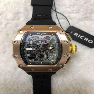 Master Watch rostfritt stål Case Mekanisk automatisk lindande bågspännsgummband Back Transparent rörelse Ricro285J