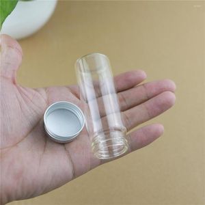 Depolama Şişeleri 50pcs/Lot 30 80mm 40ml Mini Cam Alüminyum Kapsglas Kavanozlar Şeffaf Kaplar Sevimli Küçük