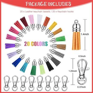 Keychains 60 Pcs Key Fob Hardware Set Include 20 Wristlet With Keyring And Keychain Tassel Swivel Snap Hook255g