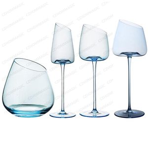 ワイングラスリードフリークリスタルレッドガラス斜めの青いゴブレットブルゴーニュボルドーシャンパンカップカップルのためのウェディングホームパーティーバー230923のためのデカンタ