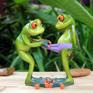 Dekoratif nesneler figürinler reçine çift kurbağa minyatür iç modern sevgili hayvan heykel heykel dekorasyon nesnesi dekor ev toptan 230923