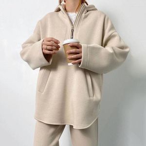 Kvinnors tvåstycksbyxor 2023 Kvinnor S Autumn Casual Lounge Set Long Sleeve Hoodie dragkedja Sweatshirt och outfit Two-Piece