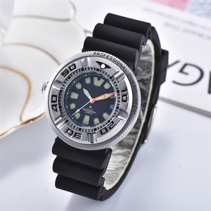 Sport mens watches rubber strap quartz movement drive watch eco luminous waterproof wristwatch analog auto date rotate bezel wrist249d