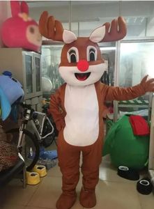 Hallowee Xmas Deer Mascot Costume Cartoon Anime theme character Carnival Adult Unisex Dress Christmas Fancy Performance Party Dress