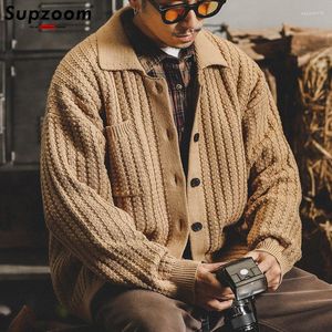 Męskie swetry Supzoom 2023 Downown Cardigan swobodnie zagęszczony ciężki retro jesień i zimowy luźne luźne Sweter w stylu leniwy